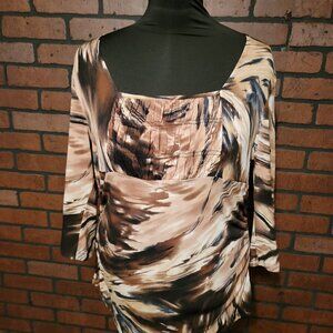 Sere Nada 3/4 sleeve top - brown, tan, cream, black.